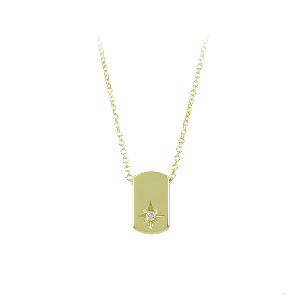 Κολιέ Κίτρινος χρυσός Κ14 με διαμάντι Κωδικός 008502