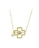Cross with chain Yellow gold K14 with diamond Code 008505