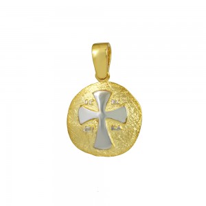 Christian pendant Yellow and white gold K14 Code 008588