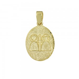 Christian pendant Yellow gold K14 with semiprecious crystal Code 008602