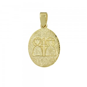 Christian pendant Yellow gold K14 with semiprecious crystal Code 008604