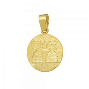 Christian pendant Yellow gold K14 with semiprecious crystal Code 008605