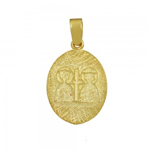 Christian pendant Yellow gold K14 with semiprecious crystals Code 008609