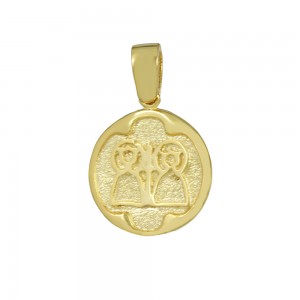 Christian pendant Yellow gold K14 with semiprecious crystals Code 008615