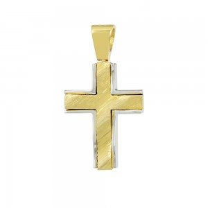 Men’s cross Yellow and white gold K14 Aneli collection Code 008641