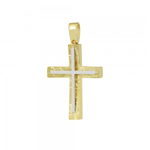 Men’s cross Yellow and white gold K14 Aneli collection Code 008644