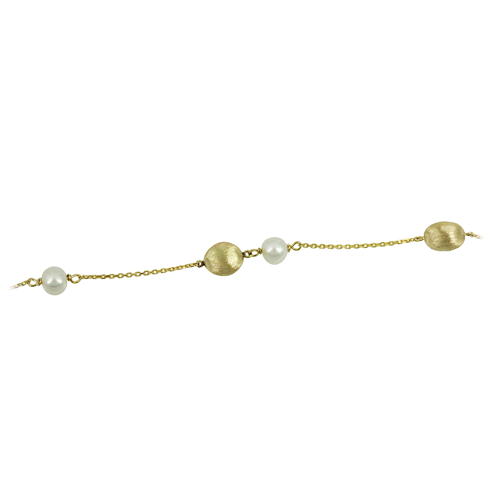 Βραχιόλι Κίτρινος χρυσός Κ14 με μαργαριτάρια Κωδικός 008682