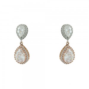 Earrings White and pink gold K14 with semiprecious stones Code 008860