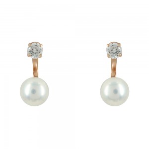 Earrings Pink gold K14 with semiprecious stone and pearl Code 008862