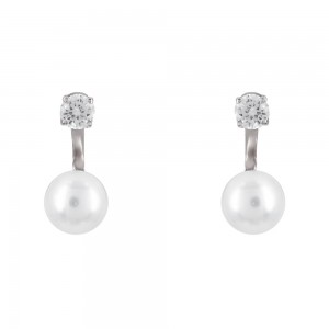 Earrings White gold K14 with semiprecious stone and pearl Code 008863