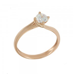 Solitaire ring Pink gold K14 with semiprecious stone Code 008967