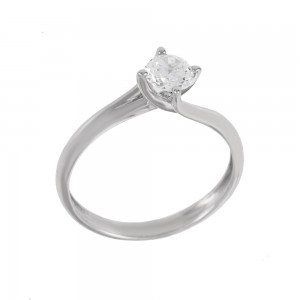 Solitaire ring White gold K14 with semiprecious stone Code 008968