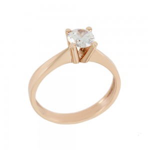 Solitaire ring Pink gold K14 with semiprecious stone Code 008971