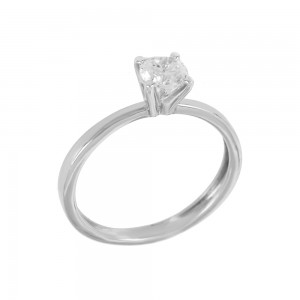 Solitaire ring White gold K14 with semiprecious stone Code 008980
