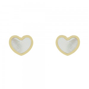 Earrings Heart shape Yellow gold K14 with mother of pearl Code 009018