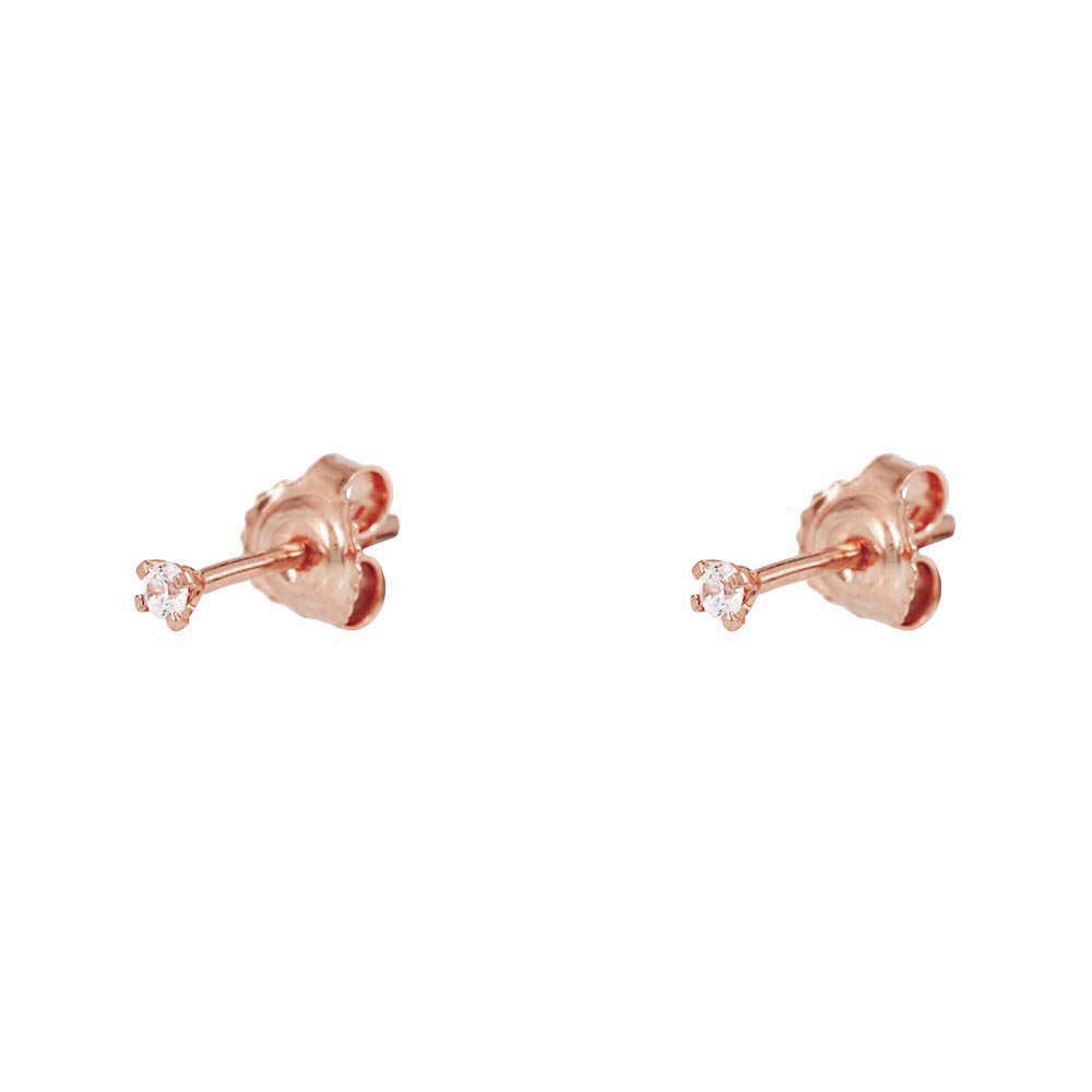 Μονόπετρα σκουλαρίκια Extra small Ροζ χρυσός Κ14 με ημιπολύτιμη πέτρα Κωδικός 009286