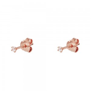 Earrings Extra small Pink gold K14 with semiprecious stone Code 009286