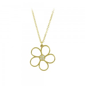 Necklace Flower Yellow gold K14 with diamond Code 009323