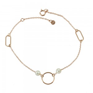Bracelet Pink gold K14 with pearls Code 009343