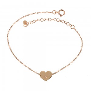 Bracelet Heart motif Pink gold K14 with diamond Code 009347
