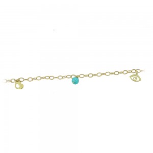 Bracelet for baby girl Heart and eye motif Yellow gold K14 Code 009359