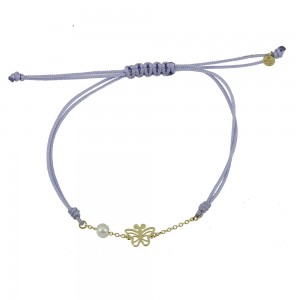 Bracelet for baby girl Butterfly Yellow gold K14 with pearl Code 009363