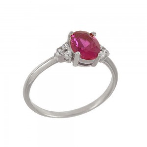 Ring White gold K14 with semiprecious stones Code 009411
