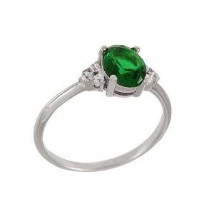 Ring White gold K14 with semiprecious stones Code 009412