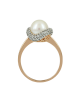 Δαχτυλίδι Ροζ και λευκός χρυσός Κ14 με μαργαριτάρι και ημιπολύτιμες πέτρες Κωδικός 009421
