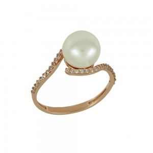 Ring Pink gold K14 with semiprecious stones and pearl code 009446
