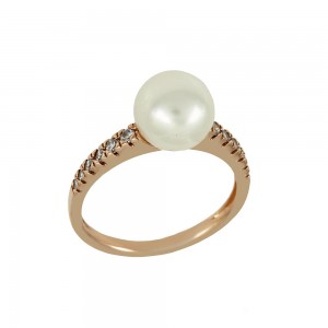 Ring Pink gold K14 with semiprecious stones and pearl code 009447