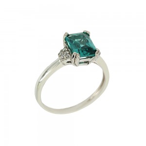 Ring White gold K14 with semiprecious stones Code 009574