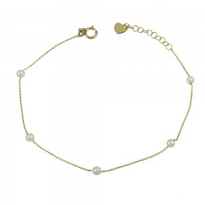 Bracelet Yellow gold K14 with pearls Code 009587