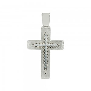 Women’s cross White gold K14 with semiprecious crystals Code 010662