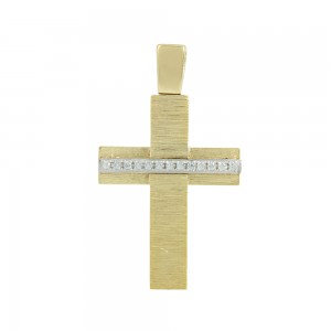 Women’s cross Yellow and white gold K14 with semiprecious crystals Code 010665