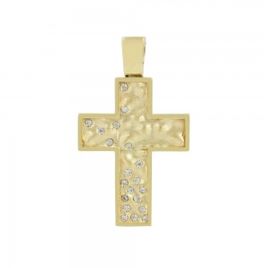 Women’s cross Yellow gold K14 with semiprecious crystals Code 010671