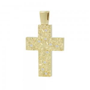 Women’s cross Yellow gold K14 with semiprecious crystals Code 010672
