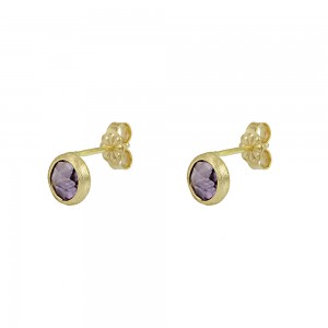 Earrings Yellow gold K14 with Amethyst Code 010702