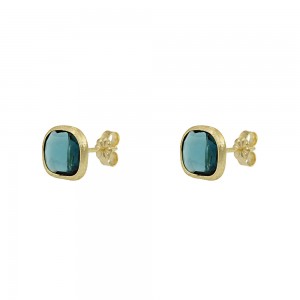 Earrings Yellow gold K14 with London Blue Topaz Code 010704