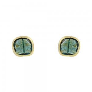 Earrings Yellow gold K14 with London Blue Topaz Code 010704