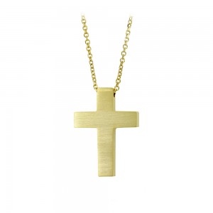 Cross with chain, Yellow gold K14 Code 010850