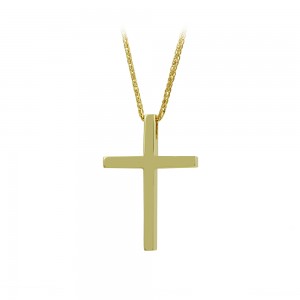 Cross with chain, Yellow gold K14 Code 010854