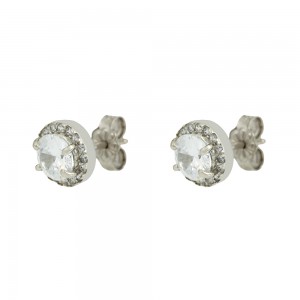 Earrings Rosette White gold K14 with semiprecious crystals Code 010859