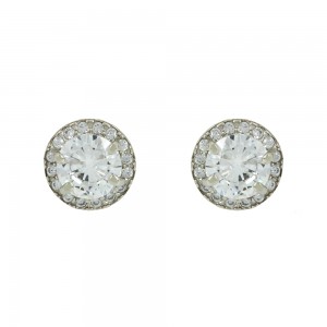 Earrings Rosette White gold K14 with semiprecious crystals Code 010859
