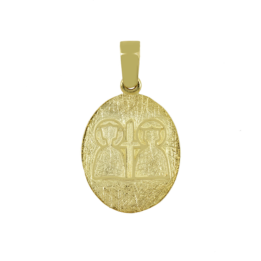 Christian pendant Yellow gold K14 with semiprecious crystalsode 010861