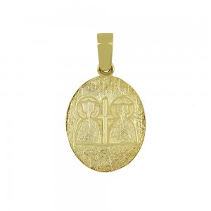 Christian pendant Yellow gold K14 with semiprecious crystalsode 010861