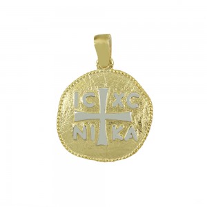 Christian pendant Yellow and white gold K14 Code 010867