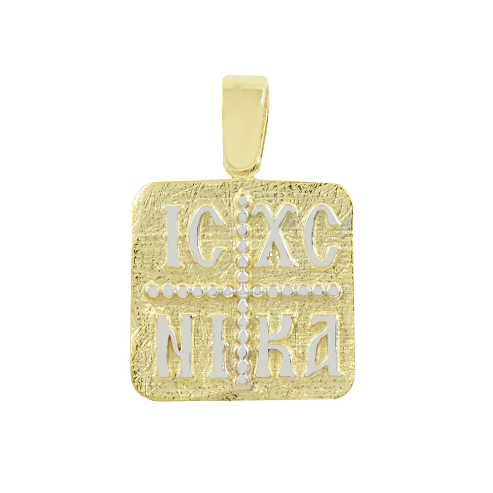 Christian pendant Yellow and white gold K14 Code 011302