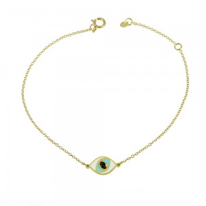 Bracelet Eye Yellow gold K14 with black color diamonds and Corian Code 011321