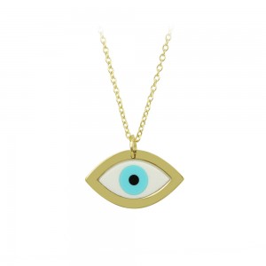 Necklace Eye shape Yellow gold K14 with Corian Code 011329
